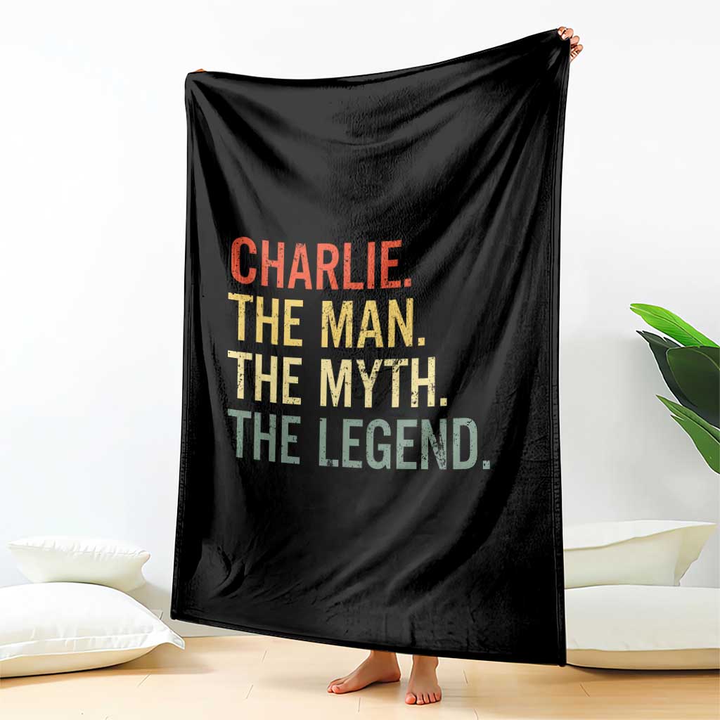 Retro Charlie The Man The Myth The Legend Throw Blanket - Wonder Print Shop