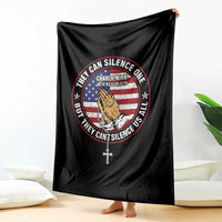 Charlie Kirk Memorial Throw Blanket Retro American Flag - Wonder Print Shop