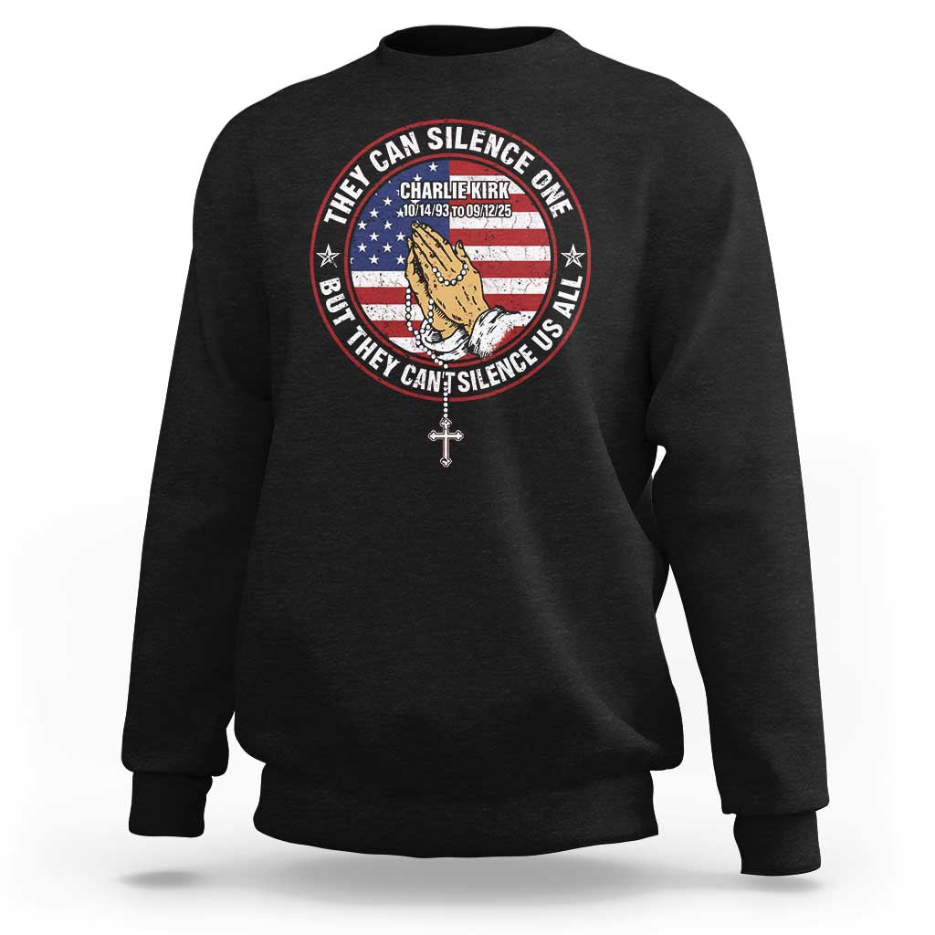 Charlie Kirk Memorial Sweatshirt Retro American Flag - Wonder Print Shop