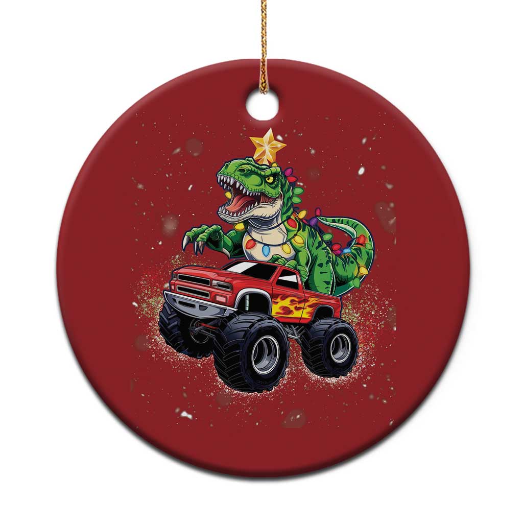 Dinosaur Monster Truck Christmas Ornament - Wonder Print Shop