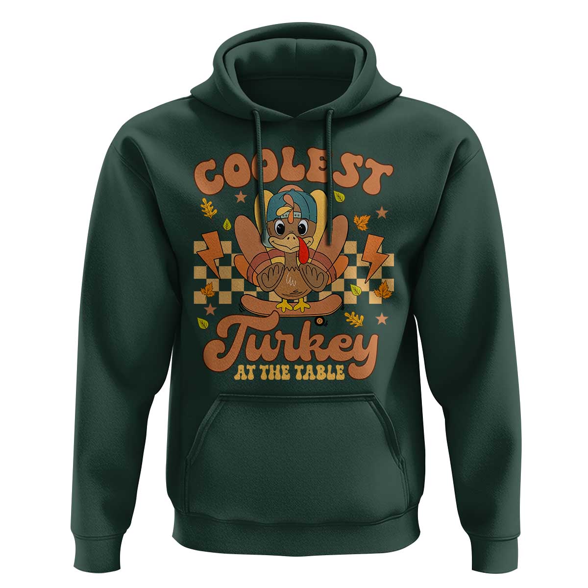 Thanksgiving Kids Hoodie Coolest Turkey At The Table Boys Toddler Youth