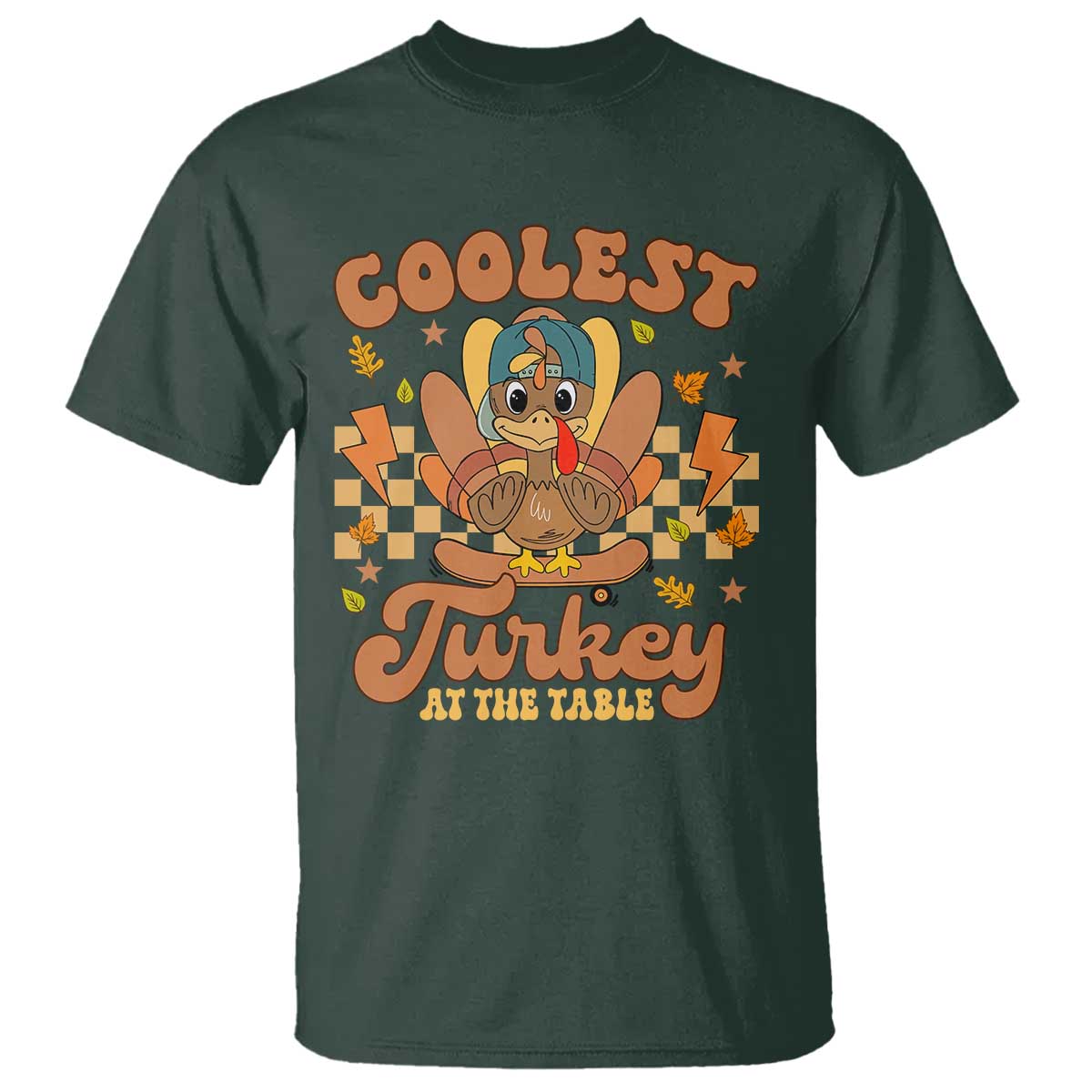 Thanksgiving Kids T Shirt Coolest Turkey At The Table Boys Toddler Youth - Wonder Print Shop