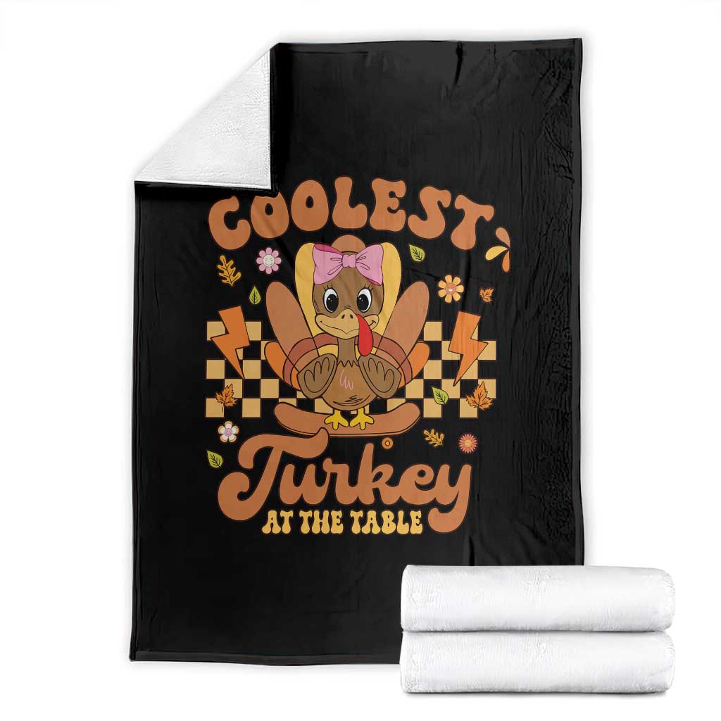 Thanksgiving Kids Throw Blanket Coolest Turkey At The Table Girls Toddler Youth - Wonder Print Shop