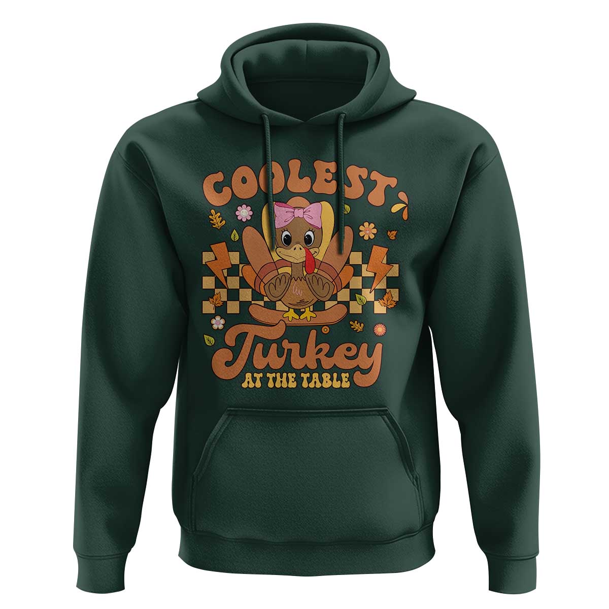 Thanksgiving Kids Hoodie Coolest Turkey At The Table Girls Toddler Youth