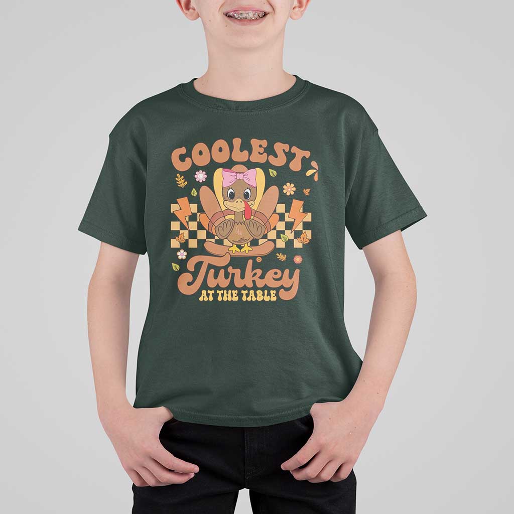 Thanksgiving Kids T Shirt For Kid Coolest Turkey At The Table Girls Toddler Youth - Wonder Print Shop