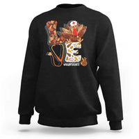 Black sweatshirt with nurse-turkey autumn graphic on back