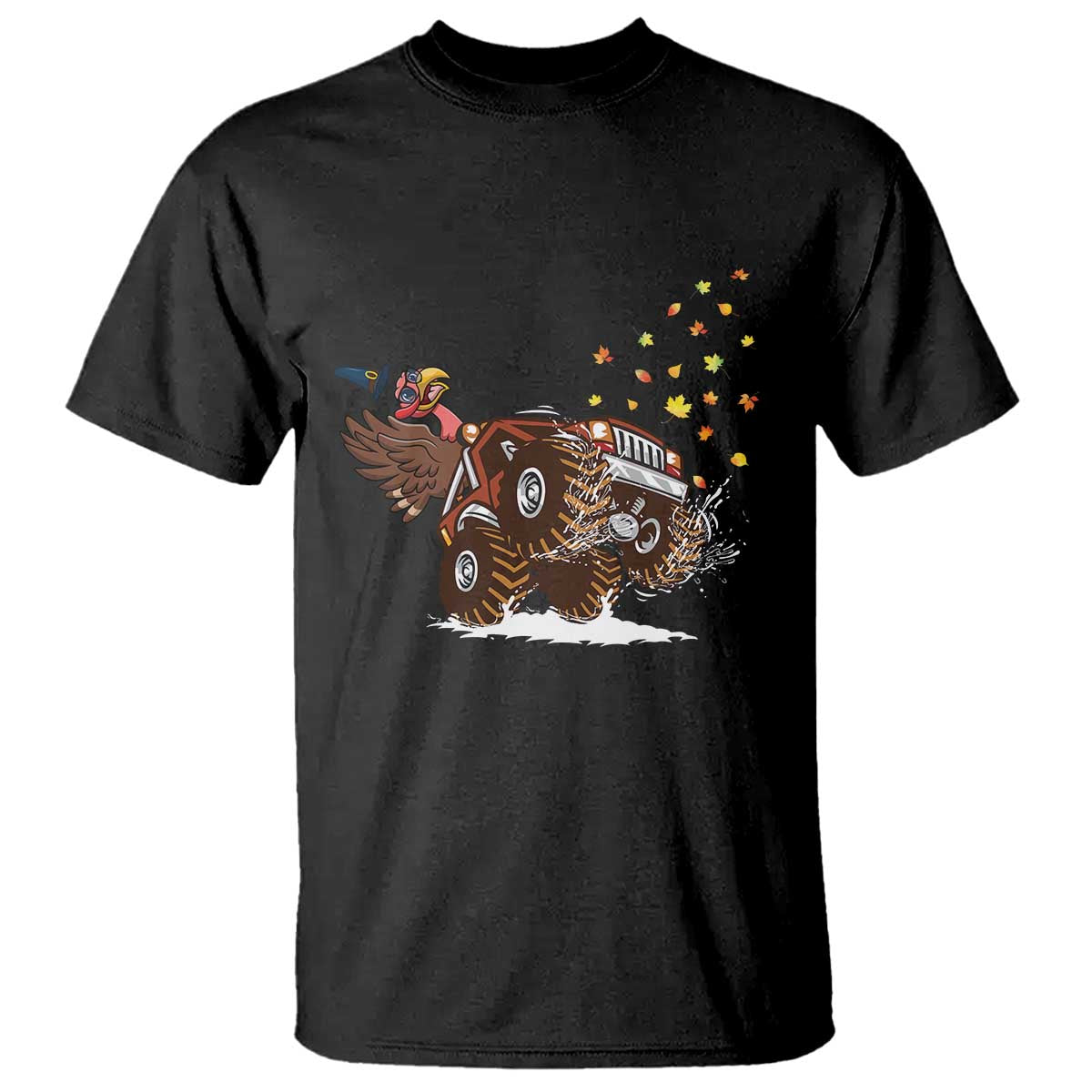 Thanksgiving Turkey T Shirt Riding Monster Truck Boys Kids - Wonder Print Shop