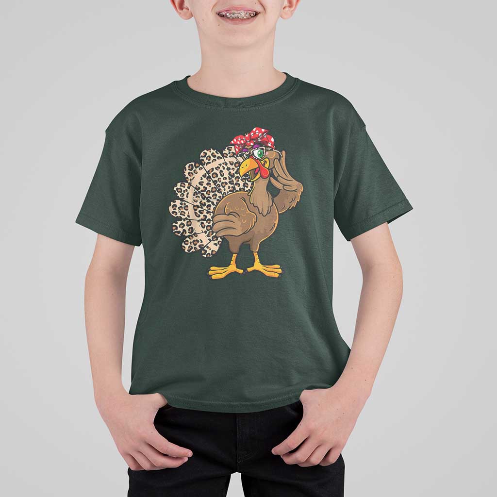 Funny Thanksgiving T Shirt For Kid Turkey Women Girl Leopard Print Autumn Fall - Wonder Print Shop