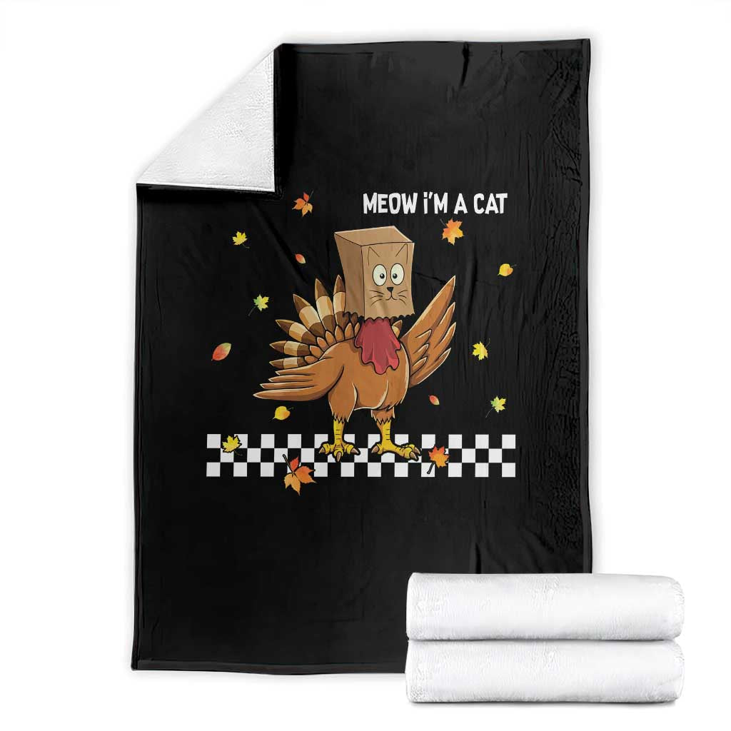 Turkey Cat Throw Blanket Funny Thanksgiving Meow - Wonder Print Shop