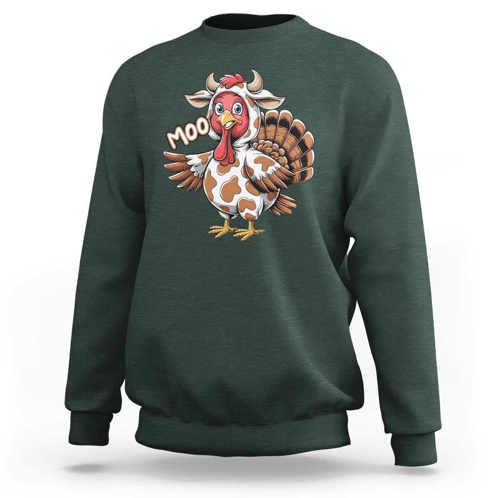 Funny Thanksgiving Sweatshirt Turkey Moo Cow Lovers - Wonder Print Shop