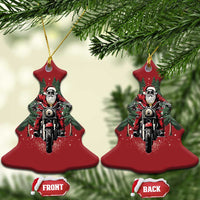 Red Christmas tree-shaped motorcycle Santa Christmas ornaments with gold loops