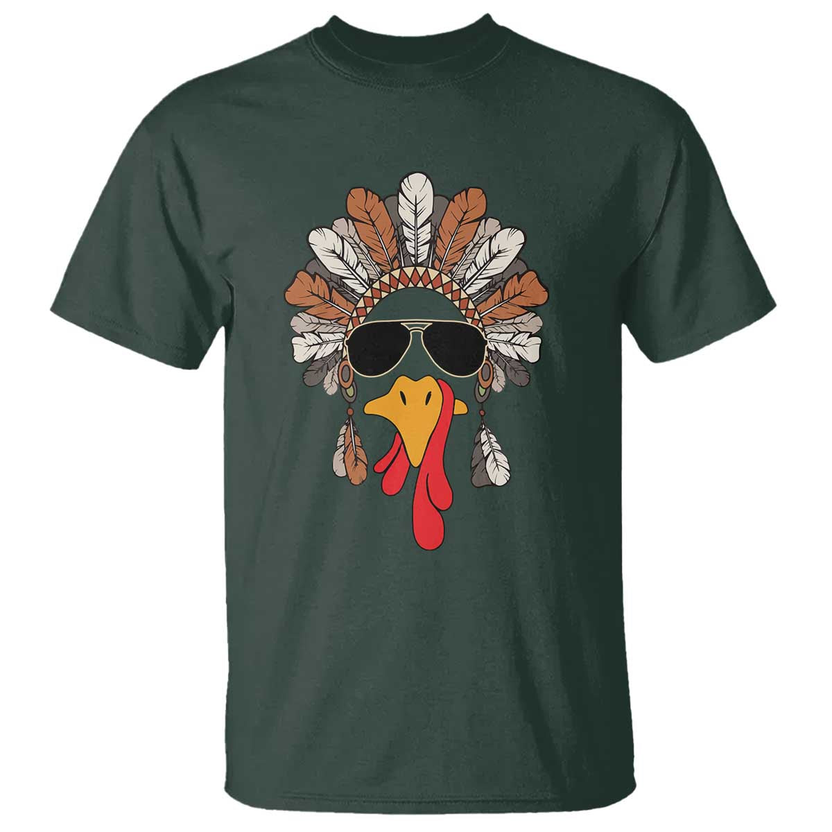 Funny Turkey Face T Shirt Family Matching Native Hat Cute Fall Thanksgiving - Wonder Print Shop