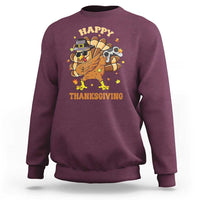 Maroon sweatshirt with cartoon turkey gamer Thanksgiving graphic