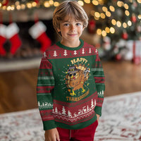 Funny Thanksgiving Knitted Sweatshirt Dabbing Gamer Turkey - Wonder Print Shop