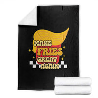 Funny Fries Throw Blanket Make Fries Great Again Checkered
