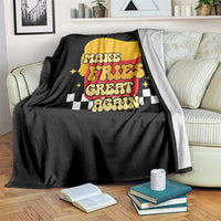 Funny Fries Throw Blanket Make Fries Great Again Checkered