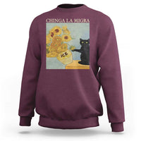 Chinga la Migra Sweatshirt Subtle FDT Black Cat Meme Van Gogh Art - Wonder Print Shop