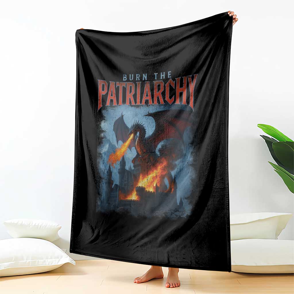 Vintage 90s Feminism Dragon Throw Blanket Burn the Patriarchy - Wonder Print Shop
