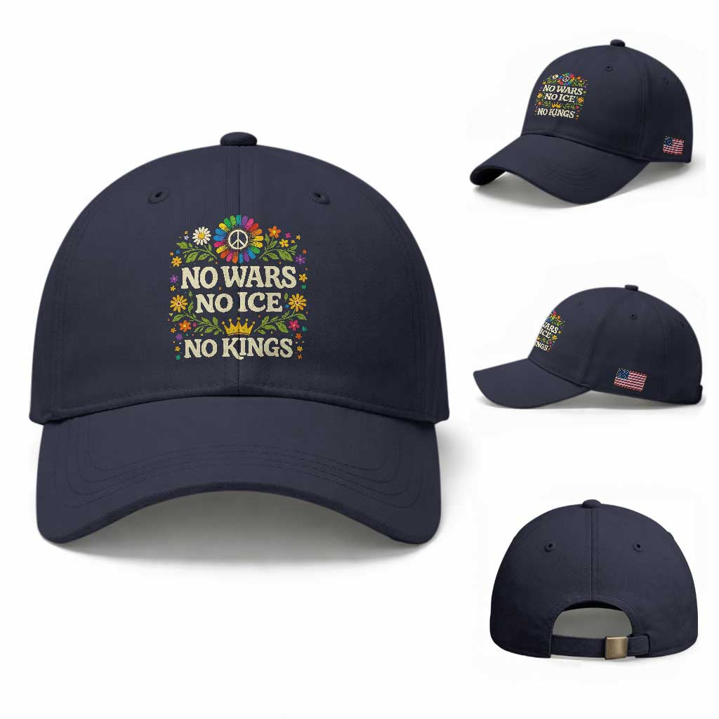 No Wars No ICE No Kings Baseball Cap Floral Resist Anti War Protest