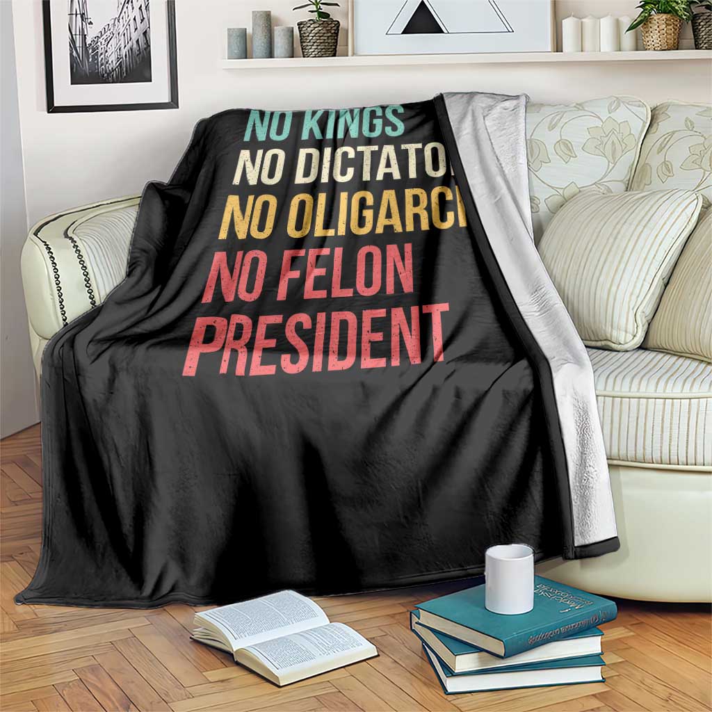 No Kings Throw Blanket Retro Resistance