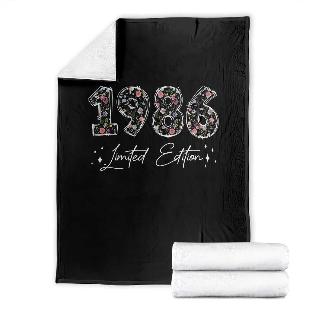 40th Birthday Throw Blanket Floral 1986 40 Year Old Birthday Gifts For Women