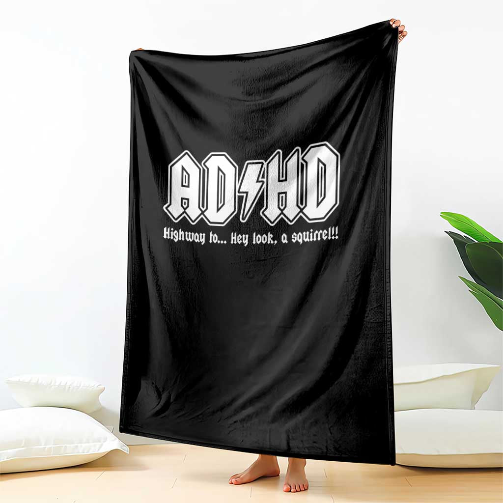 Funny ADHD Throw Blanket Hey Look a Squirrel Rocks Graphic - Wonder Print Shop