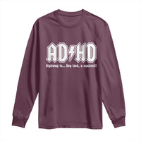Funny ADHD Long Sleeve Shirt Hey Look a Squirrel Rocks Graphic - Wonder Print Shop