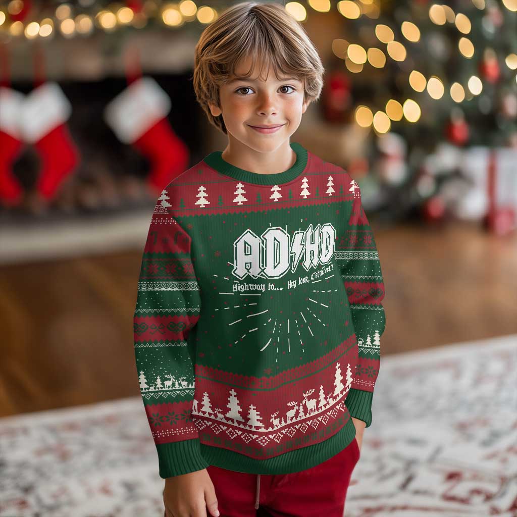 Funny ADHD Knitted Sweatshirt Hey Look a Squirrel Rocks Graphic - Wonder Print Shop