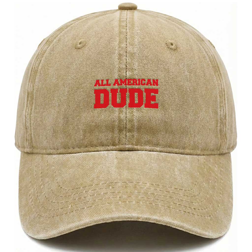 4th of July All American Dude Washed Cotton Baseball Cap