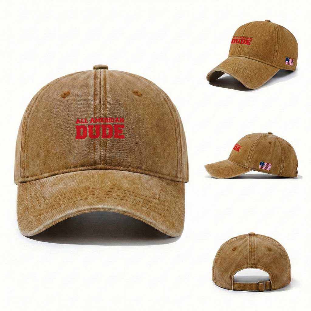 4th of July All American Dude Washed Cotton Baseball Cap