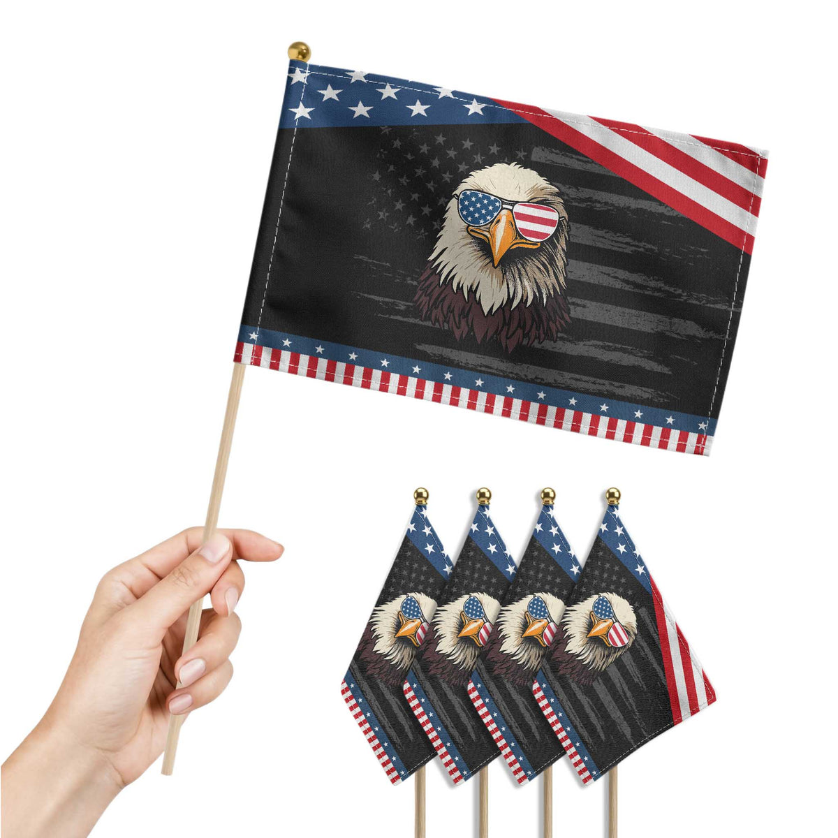 American Flag Eagle Patriotic Handheld Flag 4th of July