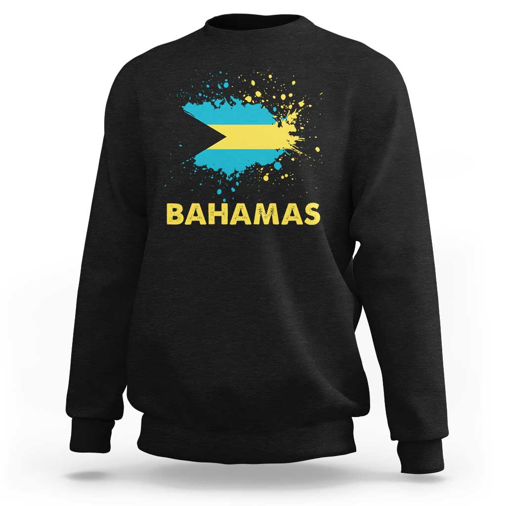 Bahamas Flag Sweatshirt Retro Vintage Watercolors Sport Bahamian Gifts - Wonder Print Shop