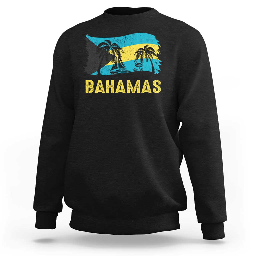 Bahamas Flag Sweatshirt Tropical Island Palm Trees Bahamian Gifts - Wonder Print Shop