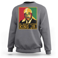 Heather gray sweatshirt with “DR. MARTIN LUTHER KING JR.” graphic on the back