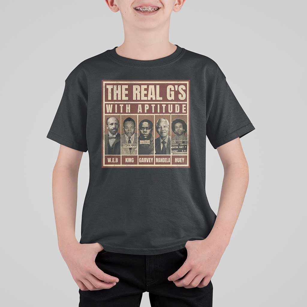 MLK Black History T Shirt For Kid The Real G's Black Leaders