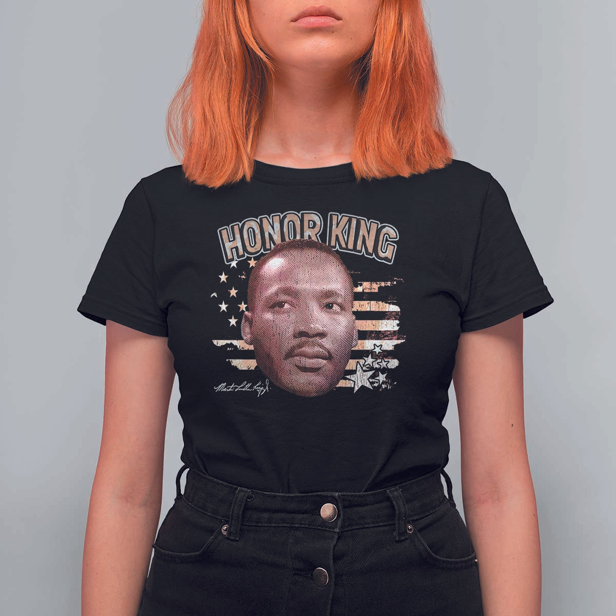 Martin Luther King Jr. T Shirt For Women BLM MLK Day Black History Month American Flag