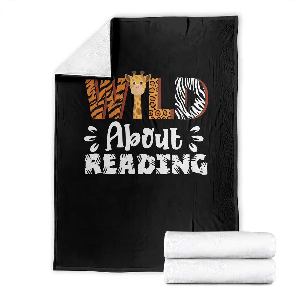 Wild About Reading Throw Blanket Cute Animal Print Reading Lover Kids Teachers