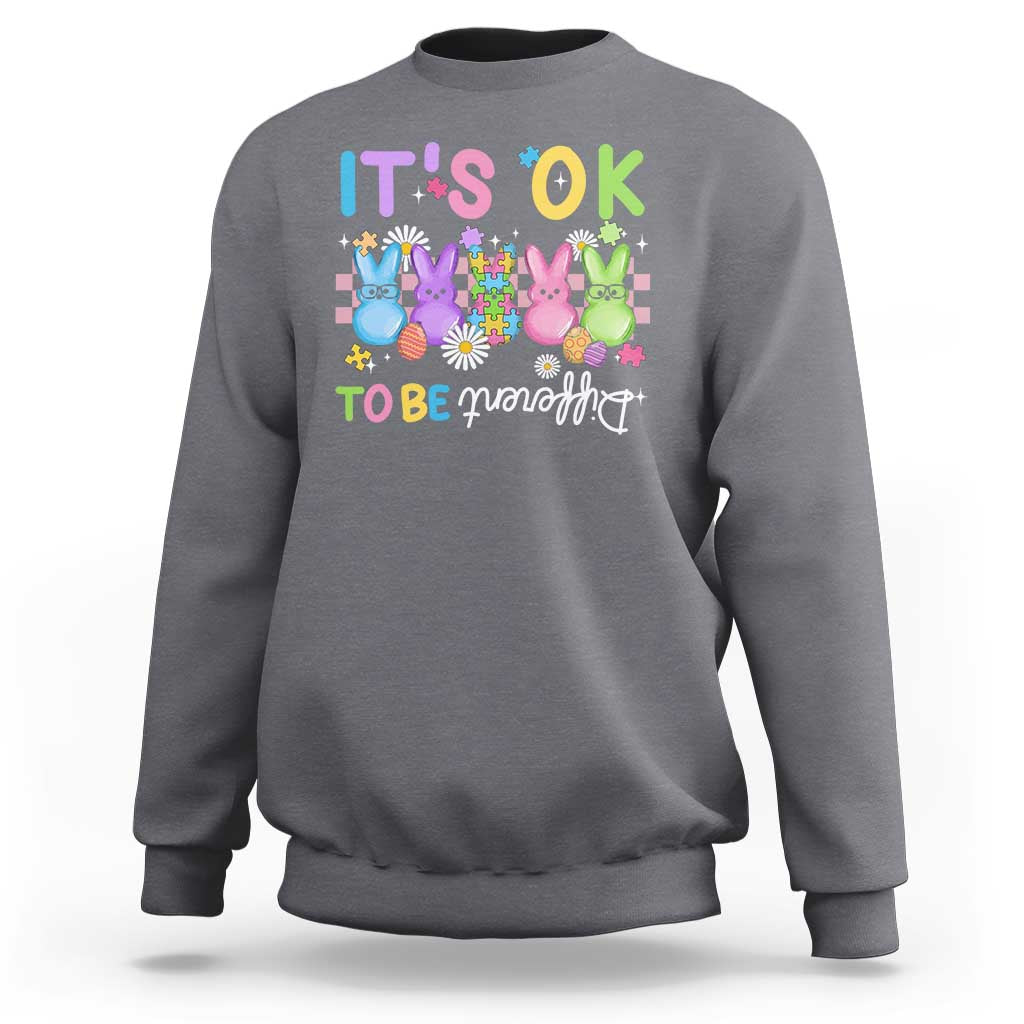 It’s Okay To Be Different Sweatshirt Bunny Puzzle Autism Awareness Easter