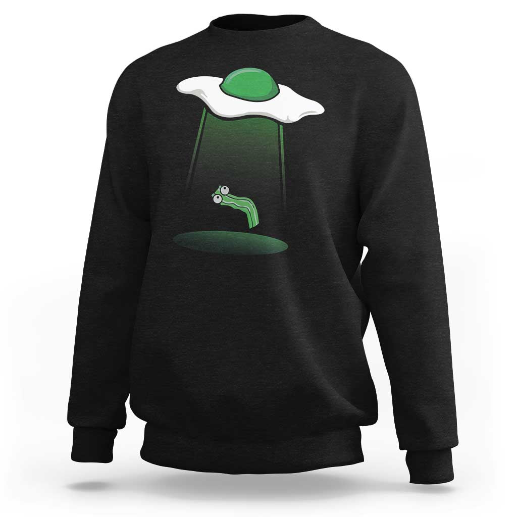 Funny Irish St Patricks Day Sweatshirt UFO Egg Bacon Abduction Funny