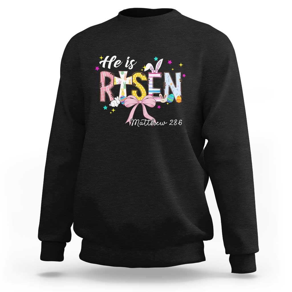 He Is Risen Sweatshirt Jesus Christian Happy Easter Coquette Cross
