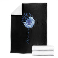 ALS Awareness Throw Blanket Blue Ribbon Sunflower ALS Warrior