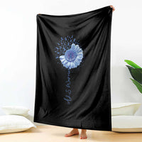 ALS Awareness Throw Blanket Blue Ribbon Sunflower ALS Warrior