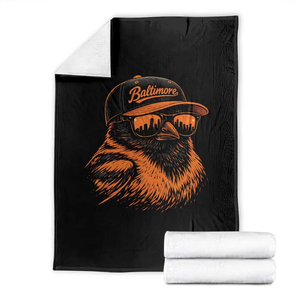 Retro Baltimore Throw Blanket City Pride Oriole With Sunglasses