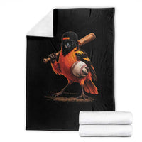 Oriole Baseball Player Throw Blanket Retro Funny Bird Mascot Baseball Fans