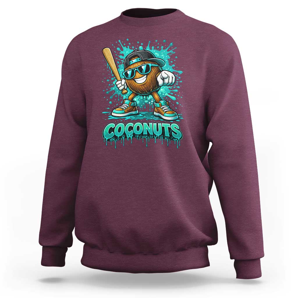 Baseball Coconut Sweatshirt Funny Graffiti Splatter Sports