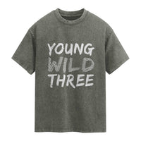 Toddler 3rd Birthday Washed Cotton T-Shirt Young Wild And Three