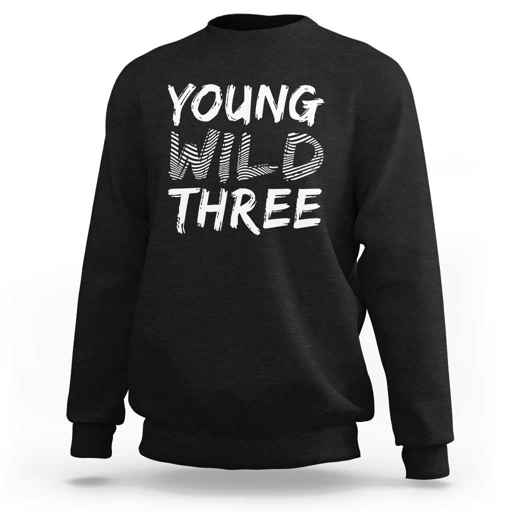 Toddler 3rd Birthday Sweatshirt Young Wild And Three - Wonder Print Shop