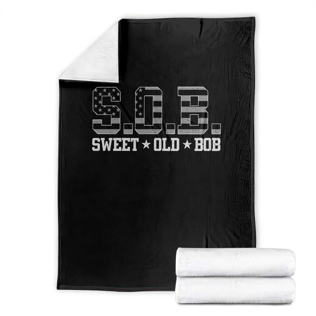 Funny Bob Throw Blanket Fathers Day Dad Sweet Old Bob Retro USA Flag - Wonder Print Shop