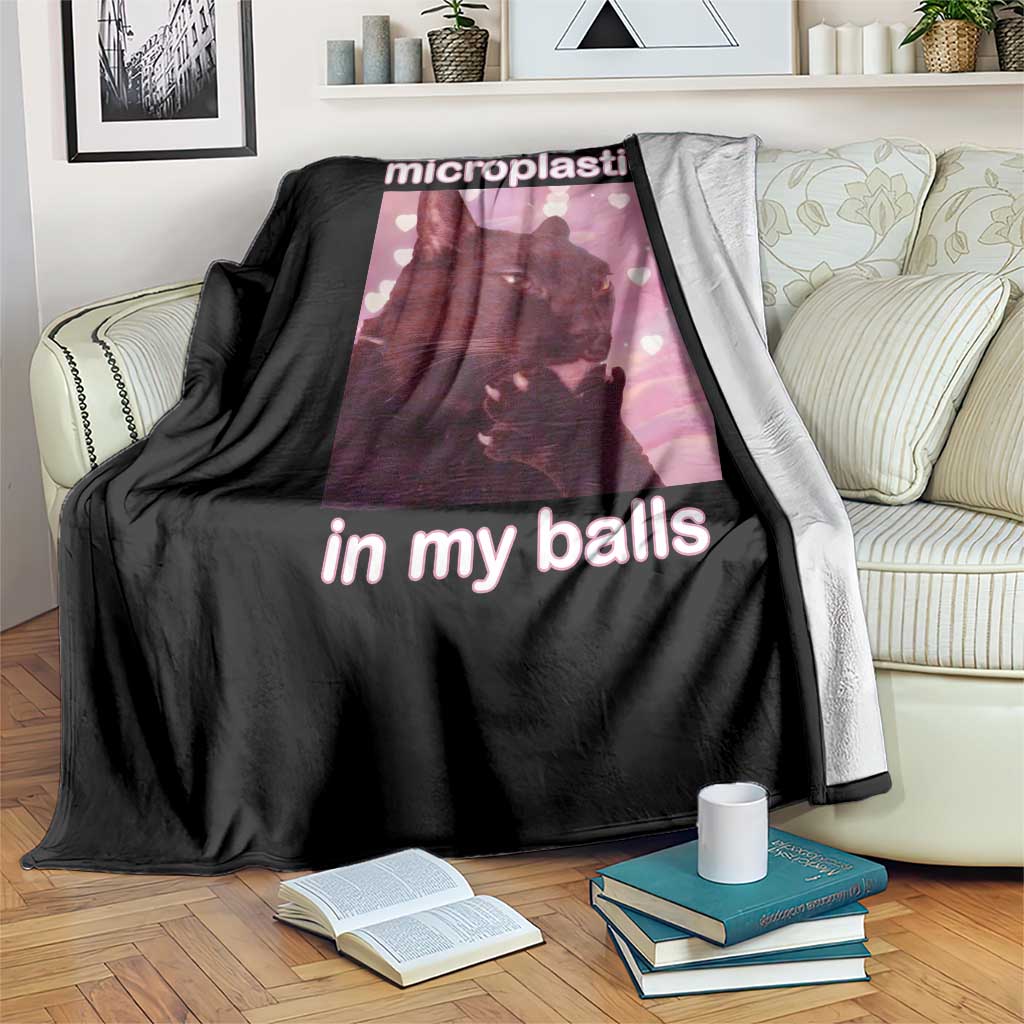 Funny Cat Meme Throw Blanket I Have Microplastics In My Balls Dank Meme - Wonder Print Shop