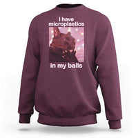 Funny Cat Meme Sweatshirt I Have Microplastics In My Balls Dank Meme - Wonder Print Shop